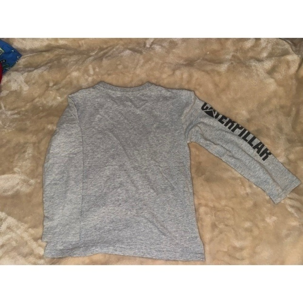 Caterpillar CAT Boys Long Sleeve Graphic Tee Shirt Heather Gray Size S 7/8 - Picture 2 of 3